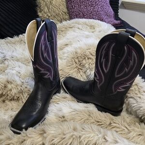 Tony Lama Black and Purple Cowboy Boots